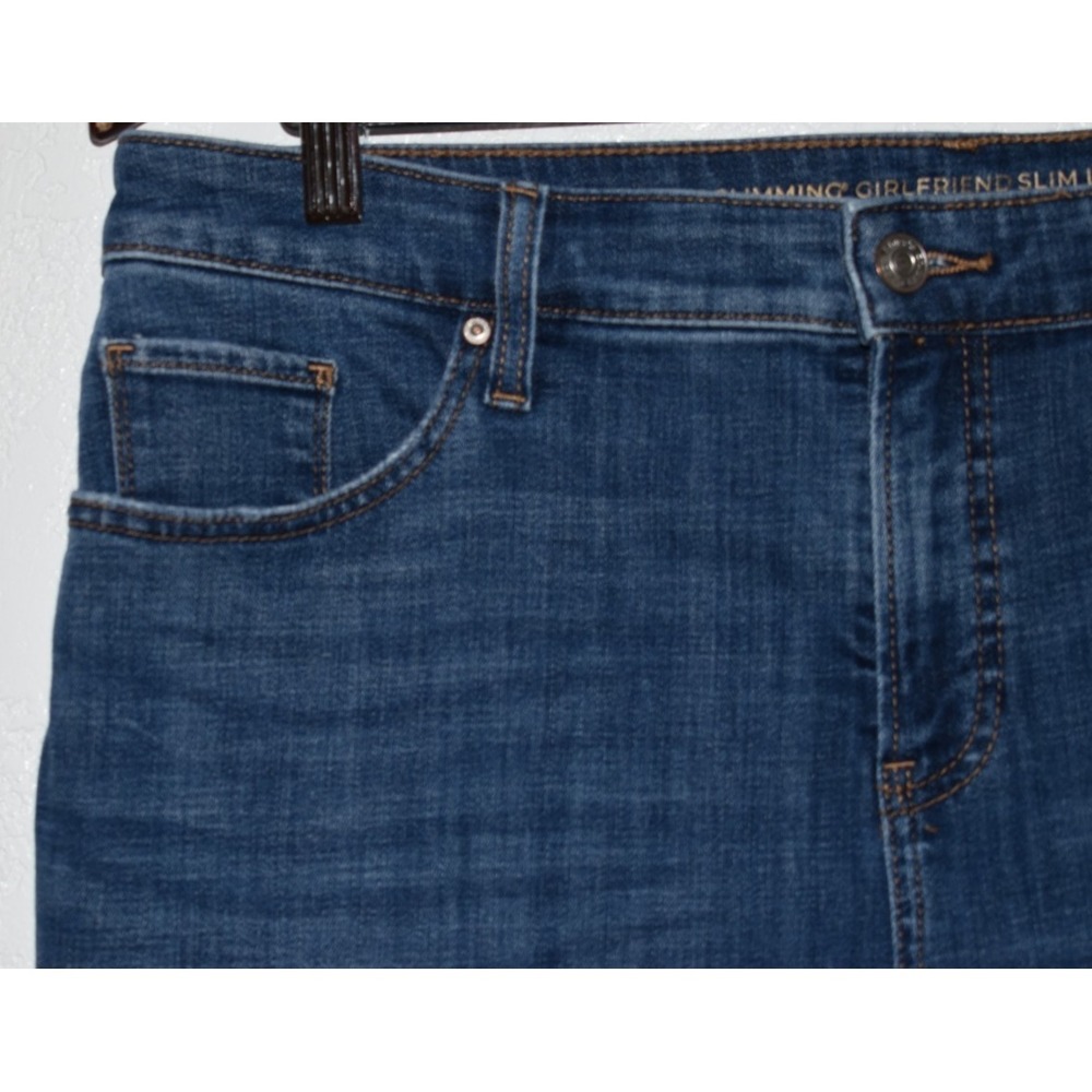 Chicos 2R/12 So Slimming Girlfriend Slim Leg Ankle Jeans Blue 5-Pocket Raw Hem - Picture 12 of 16